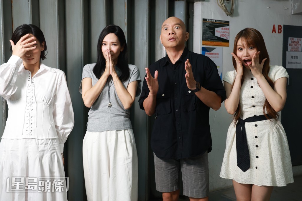 （左起）《鬼到尽头》主演谈善言、郭羡妮、潘绍聪、Day受访，大谈这次合作演出灵异剧的体验。